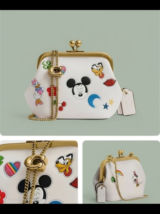 Coach Handbags - COACH White Disney Patch Kisslock Crossbody Bag